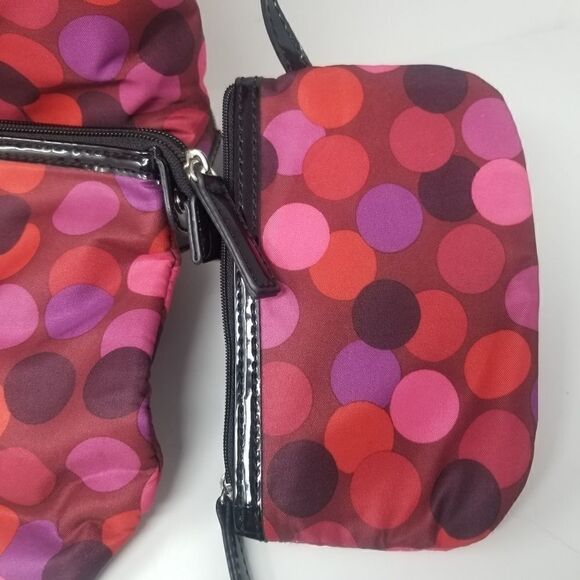 Beautiful three piece nylon LULU BY LILU GUINNESS TOTE BAG. PURPLE PINK. - Picture 4 of 16